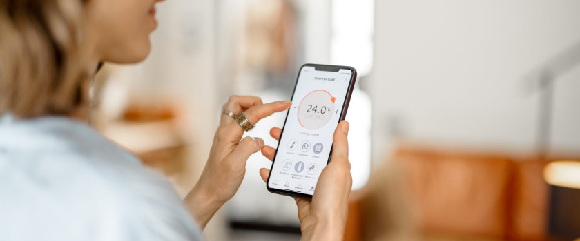 MyAir 5 touchscreen smart air conditioning panel in a modern Brisbane home